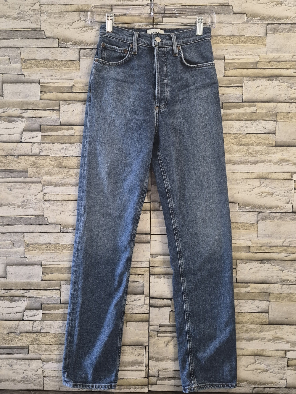 ​AGOLDE Pinch Long Jeans Women 24 Medium Wash High Rise Straight Button Fly